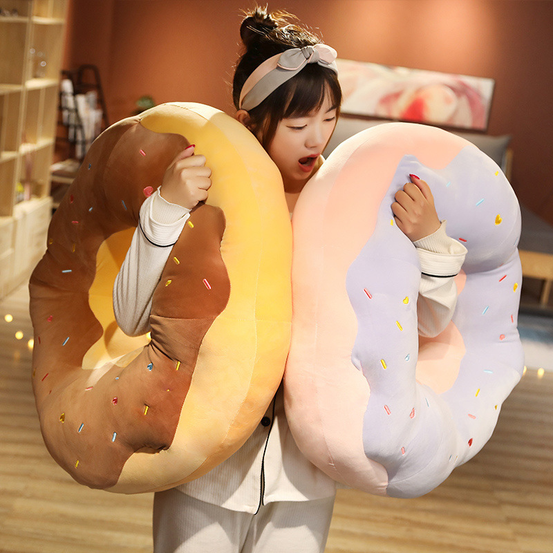 Sweet Donut Plush Pillows featuring soft plush fabric and donut-shaped design for hugging
