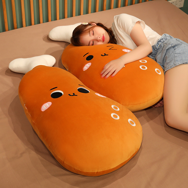 Round Eyes Chicken Drumstick Plush Pillow with soft plush fabric, perfect for hugging, napping, and bedtime comfort
