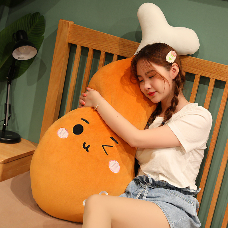 Winking Chicken Drumstick Plush Pillow with soft plush fabric, ideal for hugging, resting, and adding a playful touch to bedroom decor