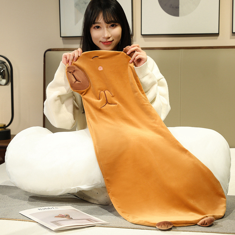Capybara Long Plush Pillow with a removable plush cover and separate inner filling for easy cleaning and everyday care