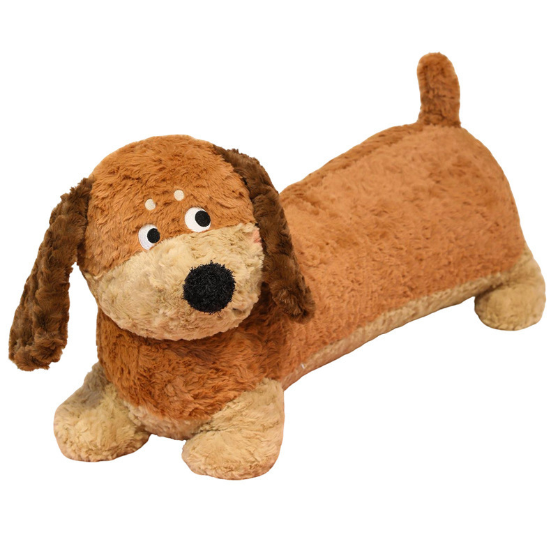 Dachshund Plush Pillow featuring a long dog design, floppy ears, soft plush fabric, fluffy PP cotton filling, and embroidered facial details