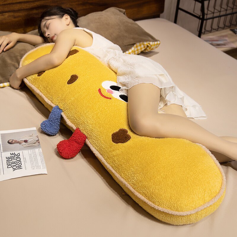Yellow Cookie Plush Pillow for hugging, sleeping, and lounging, providing soft support and cozy comfort for everyday relaxation