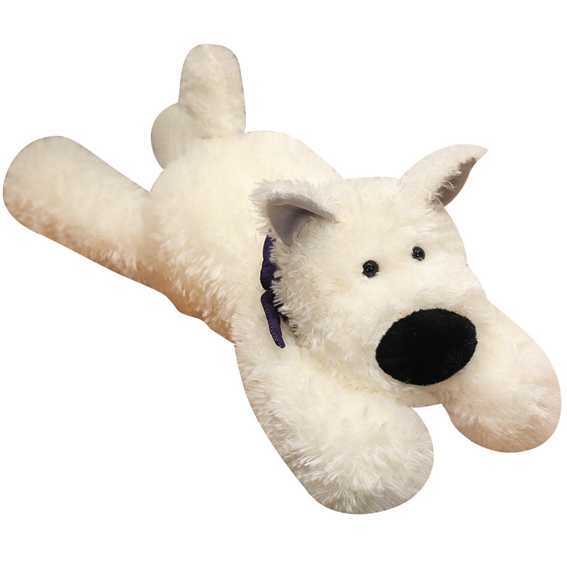Bandana Dog Plush Toy featuring fluffy white plush, floppy ears, an oversized black nose, and a soft cuddly design for hugging and everyday comfort