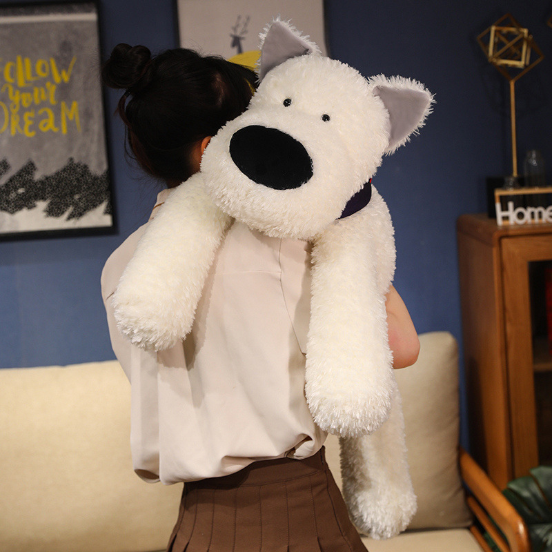 Bandana Dog Plush Toy with fluffy white plush, floppy ears, and a cute oversized nose, perfect for hugging, cuddling, and cozy everyday comfort
