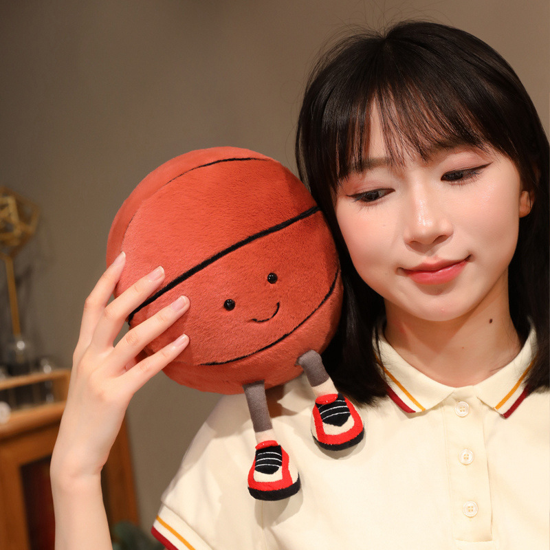 Basketball Plush Toy featuring a cute smiling basketball design with soft plush fabric, perfect for cuddling, relaxing, and cozy everyday comfort