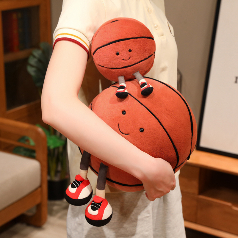 Basketball Plush Toy with a cute smiling basketball design and soft plush fabric, perfect for hugging, cuddling, and everyday comfort