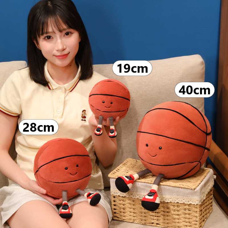 Basketball Plush Toy available in 19 cm, 28 cm, and 40 cm sizes for easy size comparison