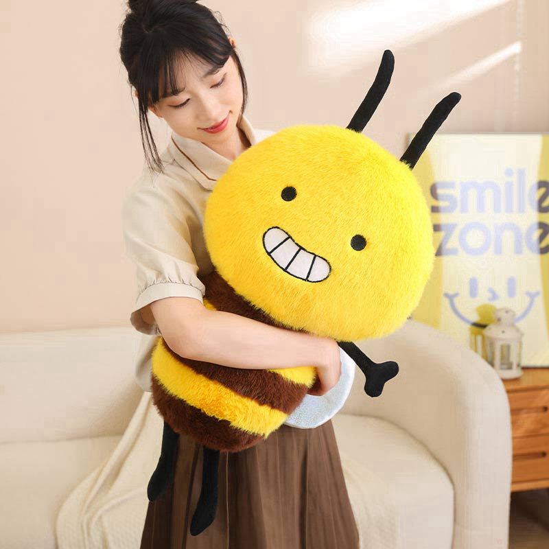 Bee Plush Toy featuring a soft plush texture, fluffy striped body, and cuddly design, ideal for hugging, relaxing, and adding warmth to any space