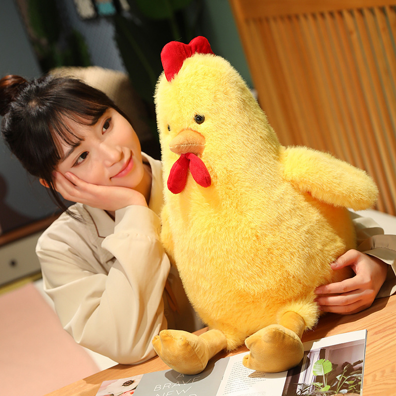 Yellow Cute Chicken Plush Toy with soft fluffy plush fabric, perfect for desk decor and cozy companionship