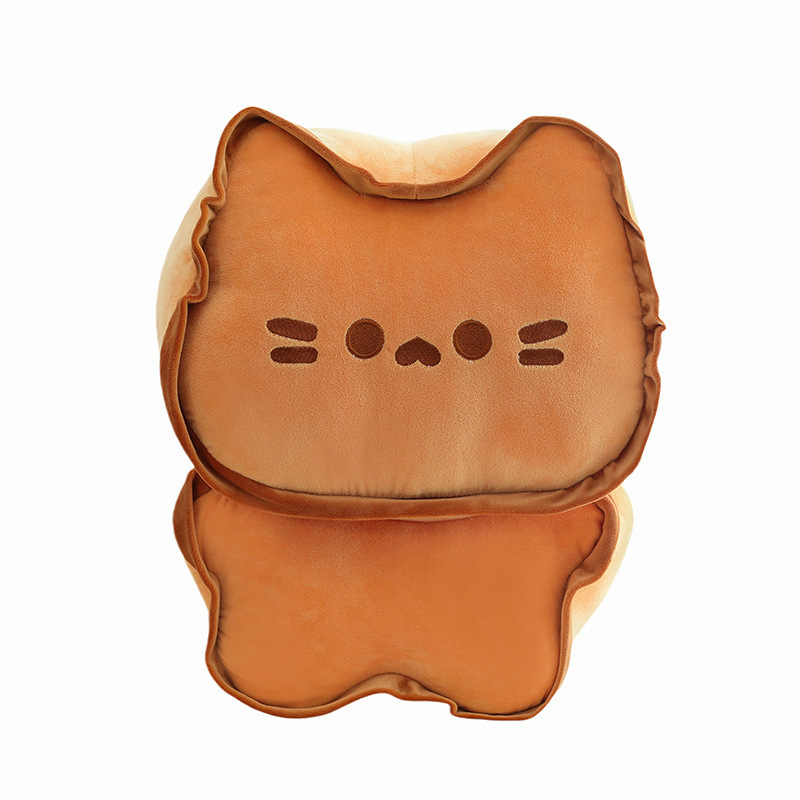 Biscuit Cat Plush Pillow with a cute biscuit-inspired cat design, soft plush fabric, and fluffy PP cotton filling on a white background