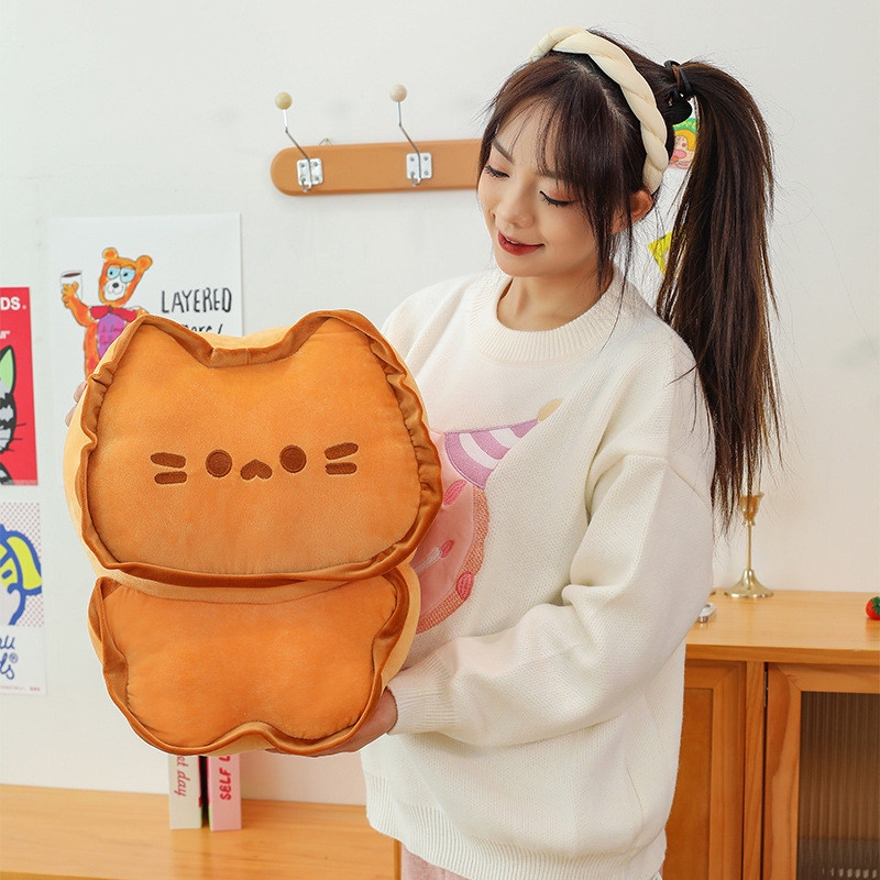 40 cm Biscuit Cat Plush Pillow with a cute biscuit-inspired cat design and soft plush fabric, perfect for cuddling, relaxing, and decorating cozy bedrooms and living spaces