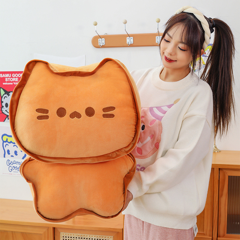 60 cm Biscuit Cat Plush Pillow featuring a cute biscuit-inspired cat design and soft plush fabric, ideal for hugging, lounging, and adding cozy charm to bedrooms and living spaces