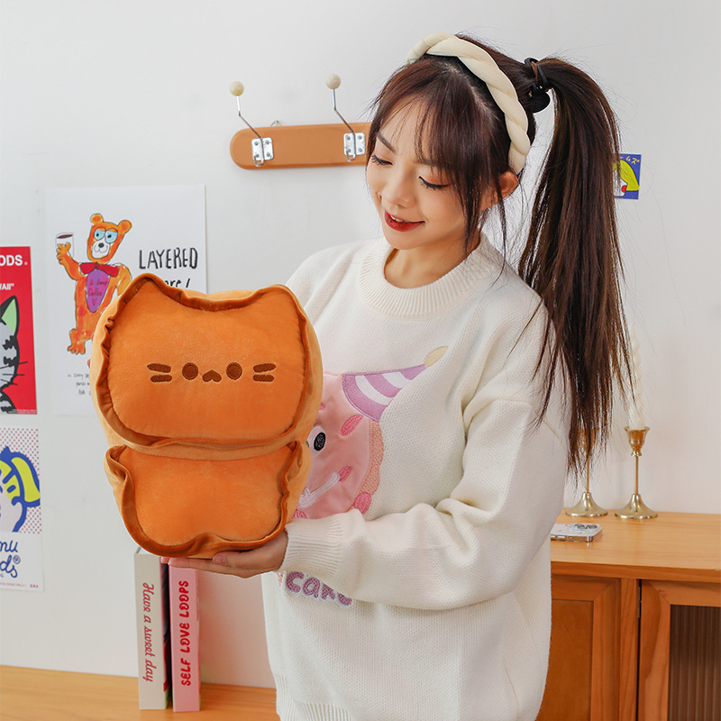 30 cm Biscuit Cat Plush Pillow featuring a cute biscuit-inspired cat design and soft plush fabric, ideal for cuddling, displaying, and adding a cozy touch to desks, sofas, and bedrooms