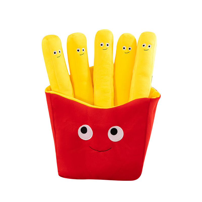 French Fries Plush Toy with a smiling food-inspired design, soft plush fabric, and fluffy PP cotton filling