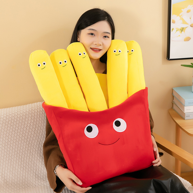 French Fries Plush Toy showcasing its cute food-inspired design, perfect for cuddling, decorating, and gifting