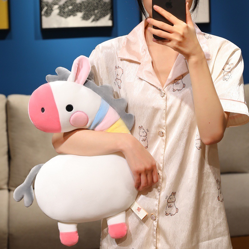 White Zebra Plush Pillow shown as a soft pillow for hugging, relaxing, and everyday comfort