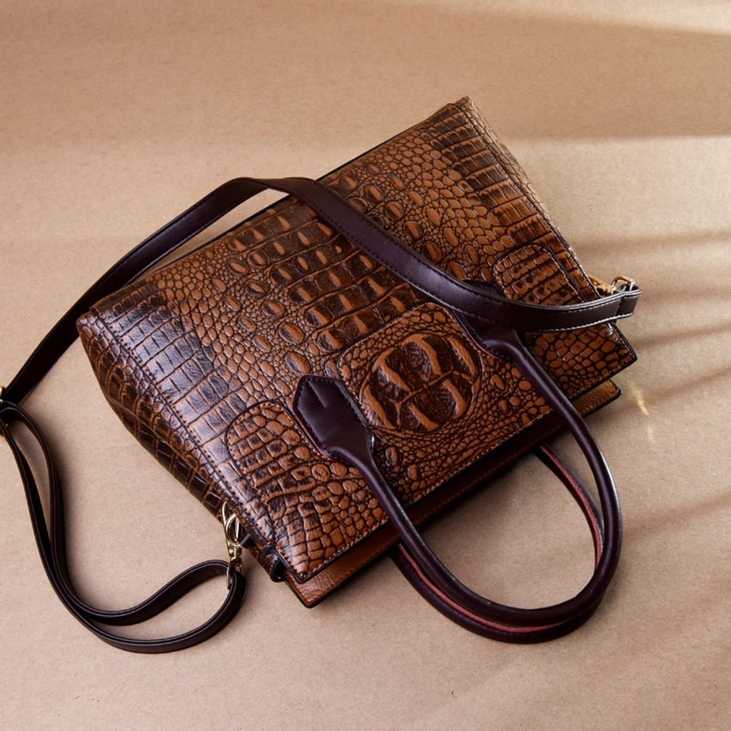 Crocodile Pattern Top-handle Bag