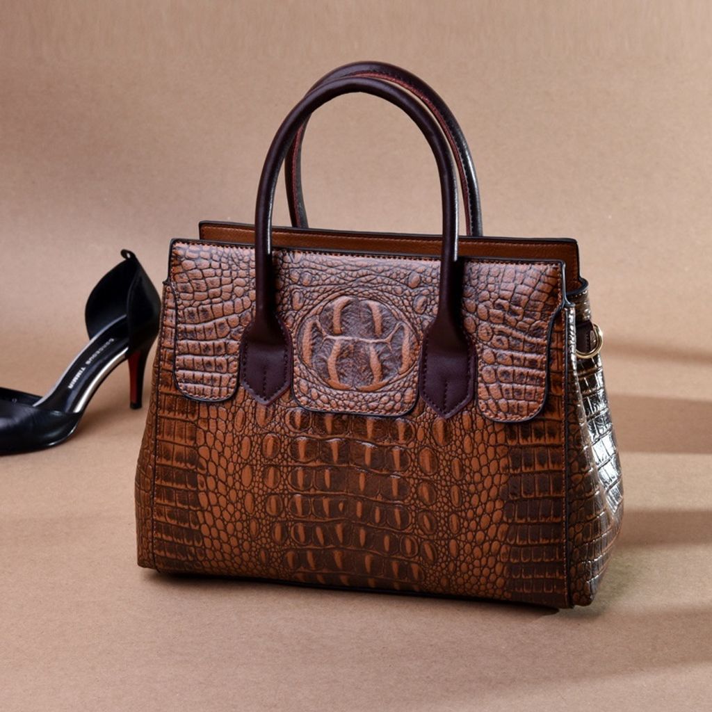 Crocodile Pattern Top-handle Bag