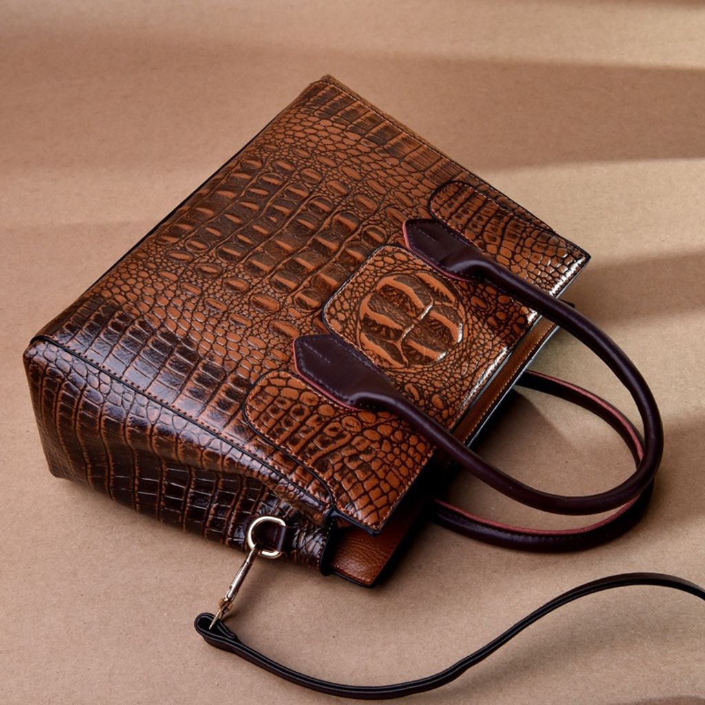 Crocodile Pattern Top-handle Bag