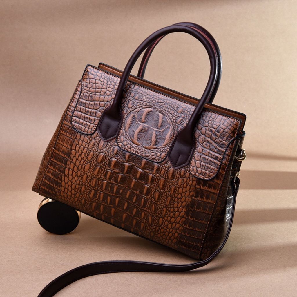 Crocodile Pattern Top-handle Bag