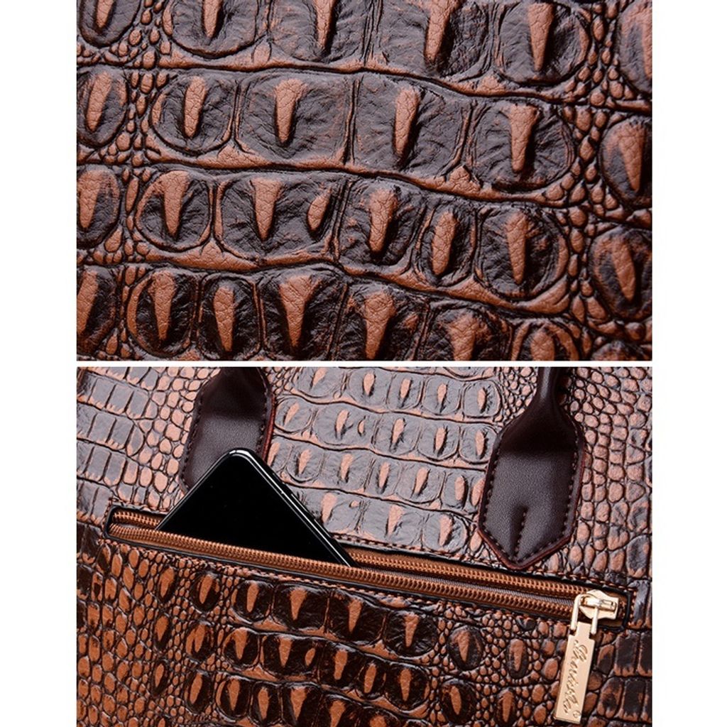 Crocodile Pattern Top-handle Bag