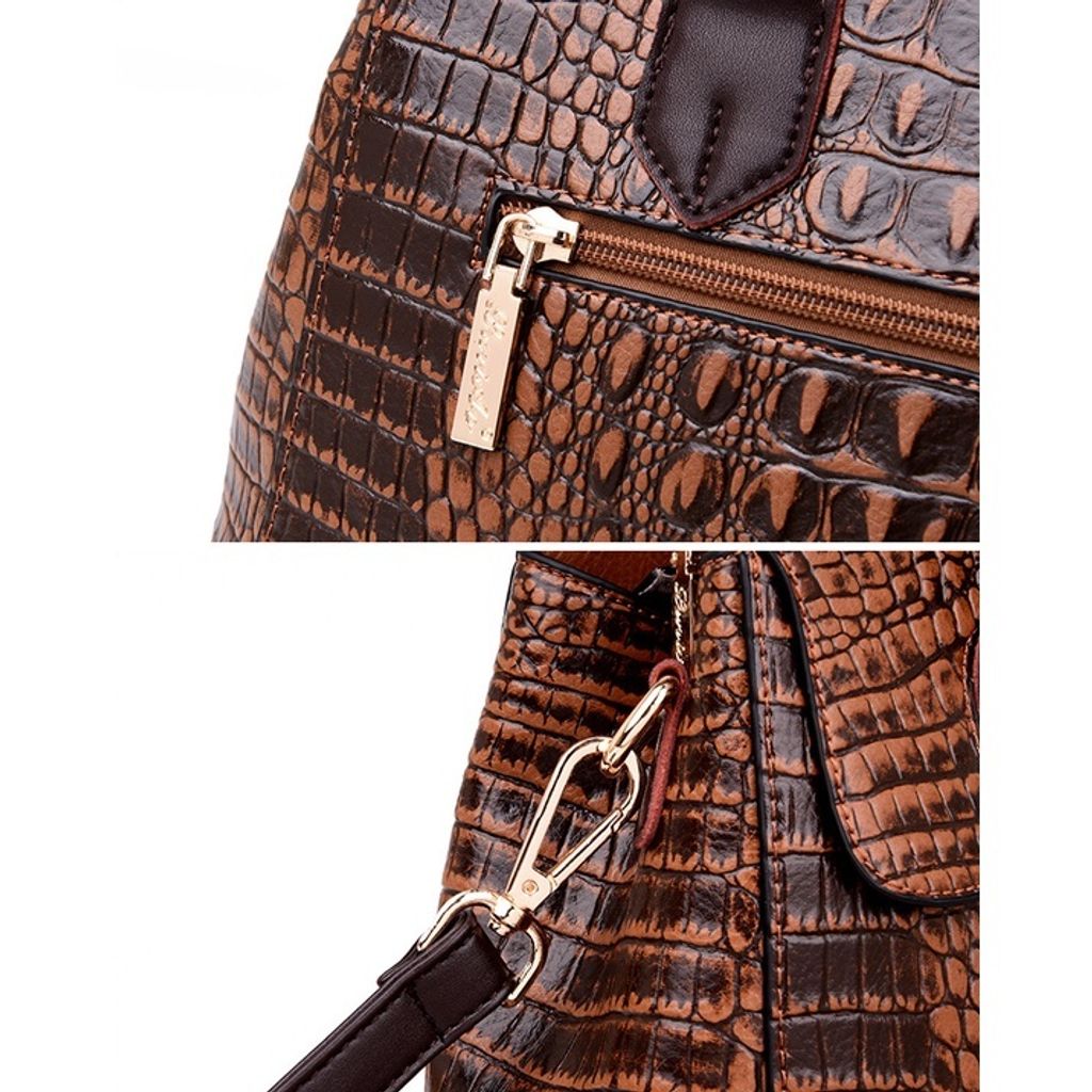 Crocodile Pattern Top-handle Bag