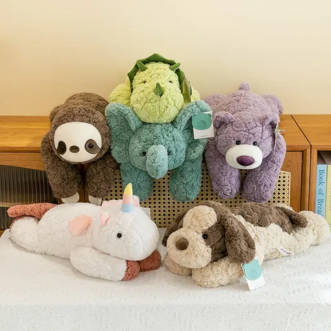 Unicorn, Brown Dog, Sloth, Elephant, Purple Bear, Dinosaur