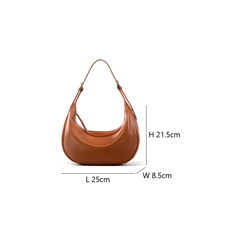 Luna Leather Hobo Bag in Caramel – size chart with measurements