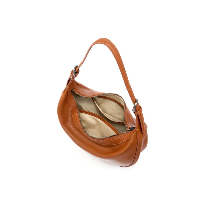 Luna Leather Hobo Bag in Caramel – interior view