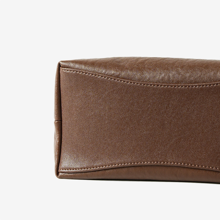 Classic Leather Hobo Bag in Baroque Brown – Stitching Detail