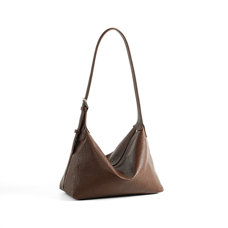 Classic Leather Hobo Bag in Baroque Brown – Angled View