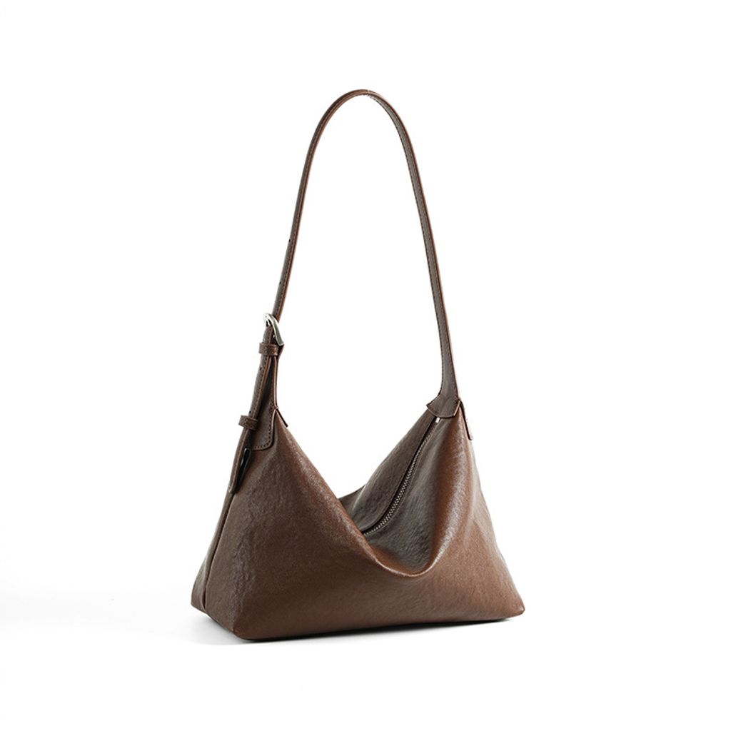 Classic Genuine Leather Hobo Bag in Baroque Brown – Angled View