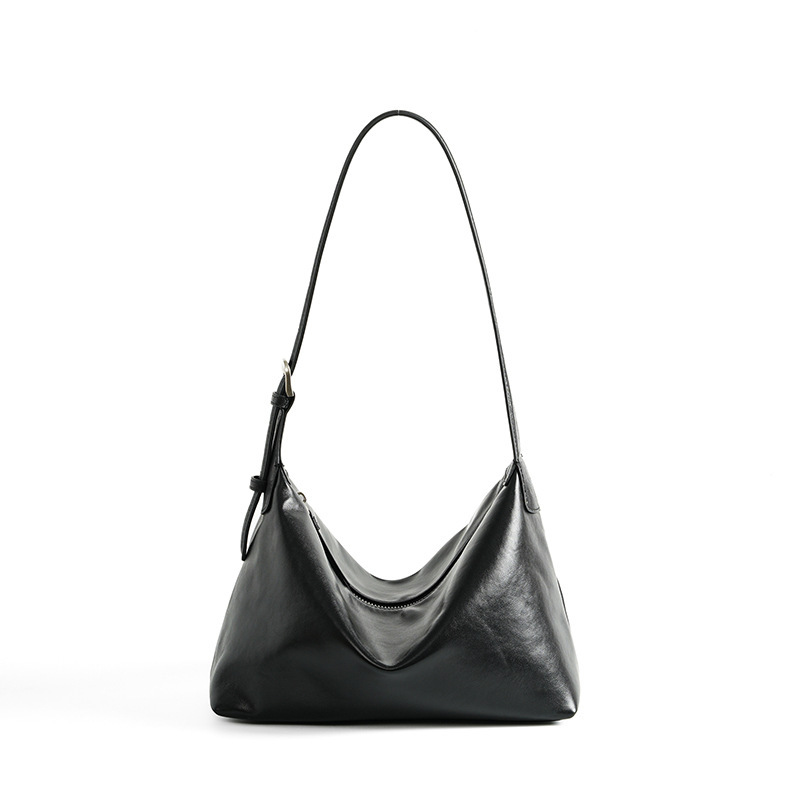 Classic Leather Hobo Bag – Black