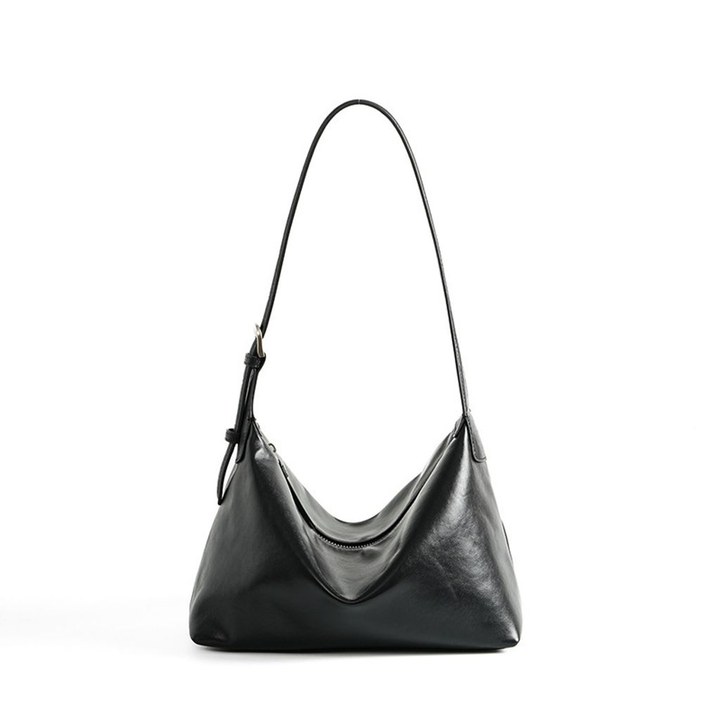 Classic Genuine Leather Hobo Bag – Black