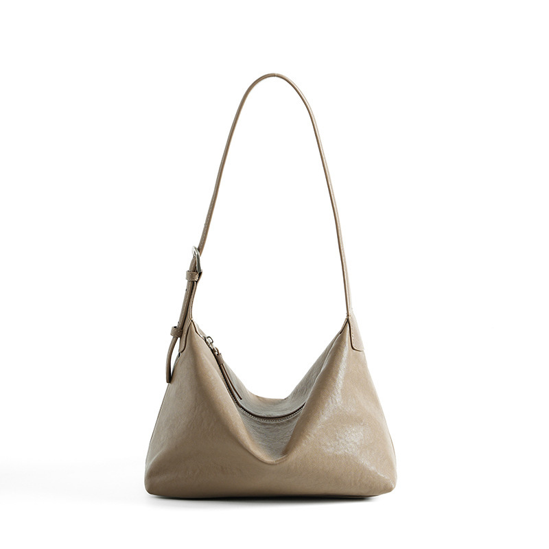 Classic Leather Hobo Bag – Gray