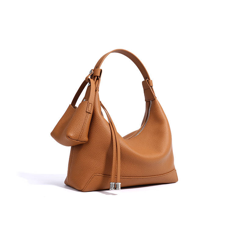 Chic Luxury Leather Hobo Bag – Angled View