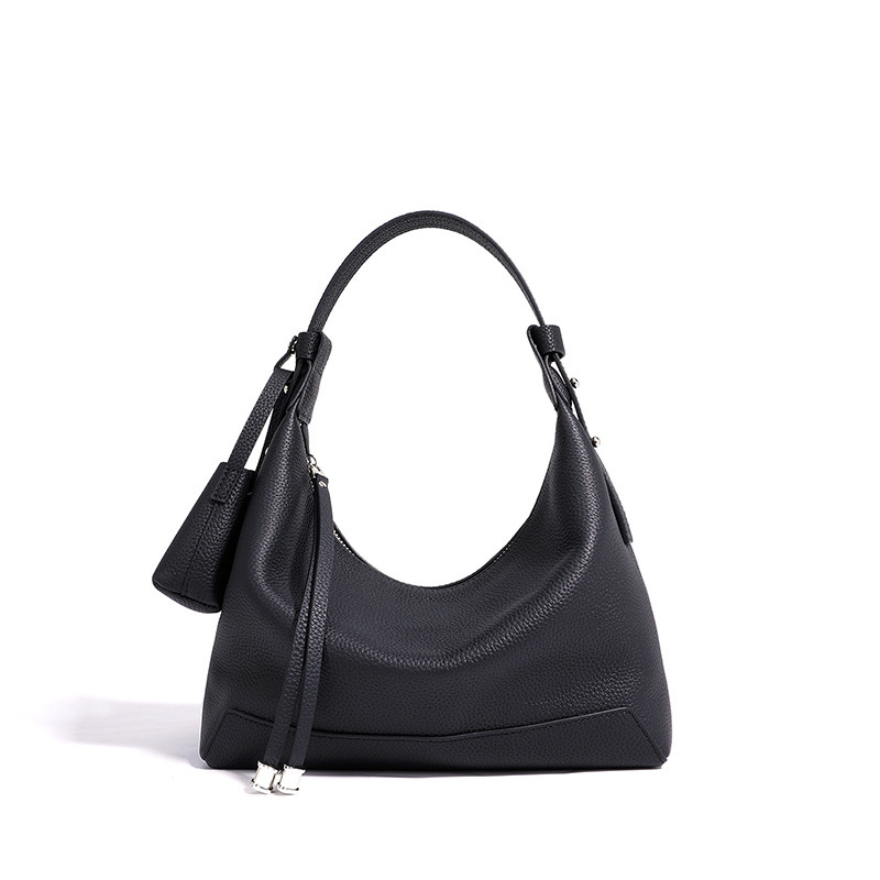 Chic Luxury Leather Hobo Bag – Black
