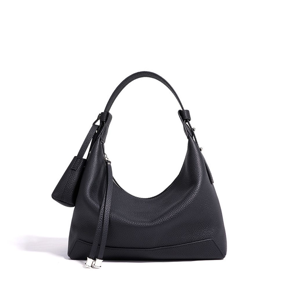 Chic Luxury Genuine Leather Hobo Bag – Black