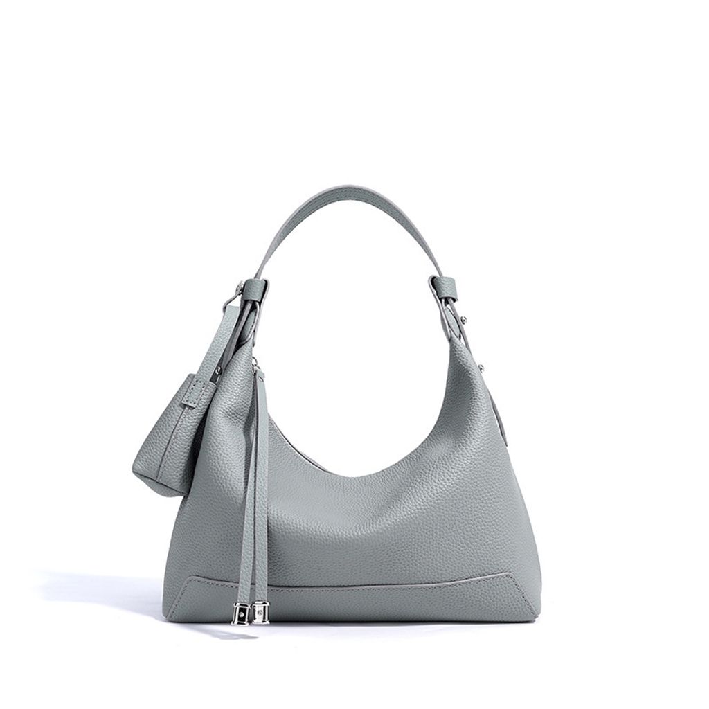 Chic Luxury Genuine Leather Hobo Bag – Glacier Gray