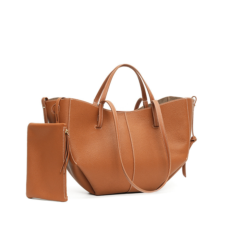 Urban Commuter Leather Tote Bag – Angled View