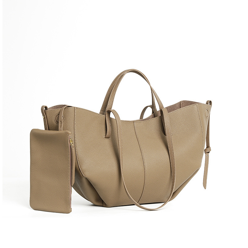 Urban Commuter Leather Tote Bag – Khaki