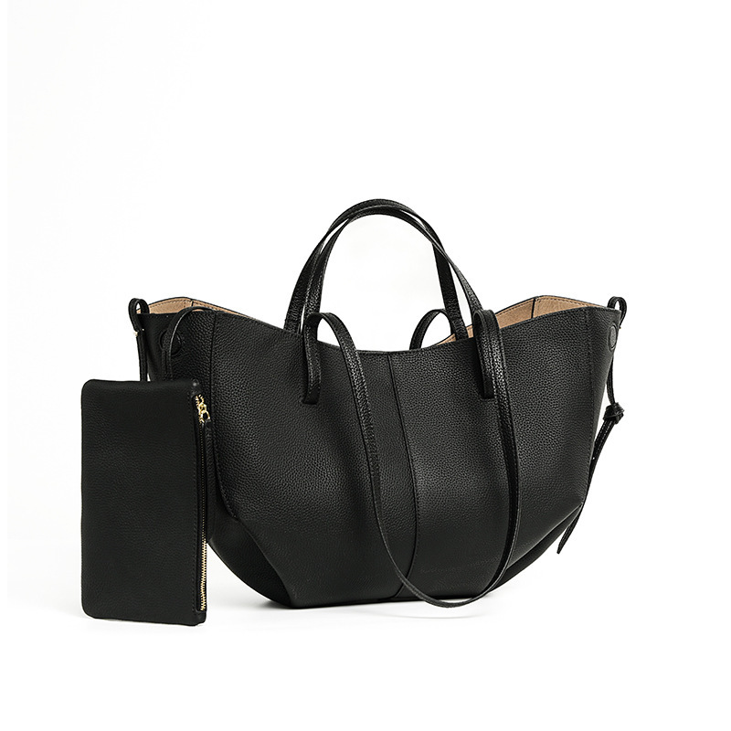 Urban Commuter Leather Tote Bag – Black