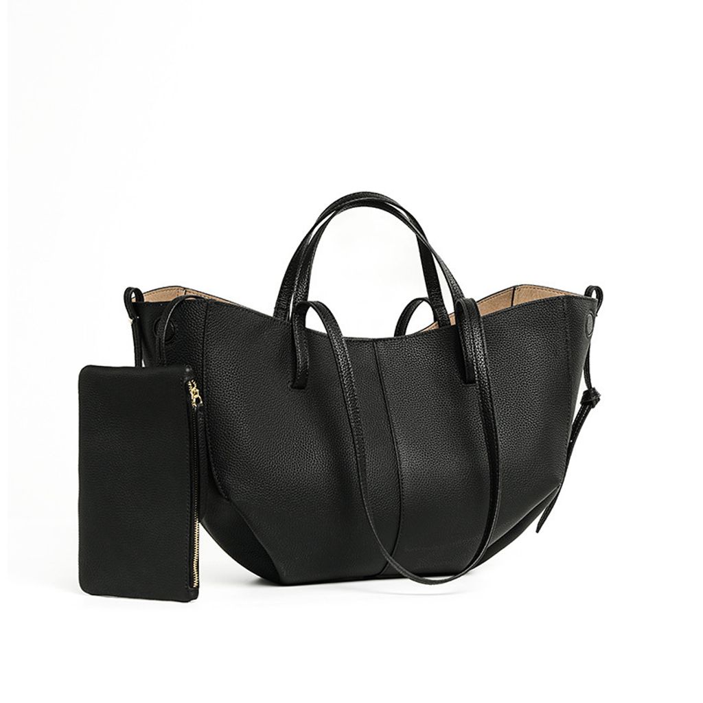 Urban Commuter Genuine Leather Tote Bag – Black