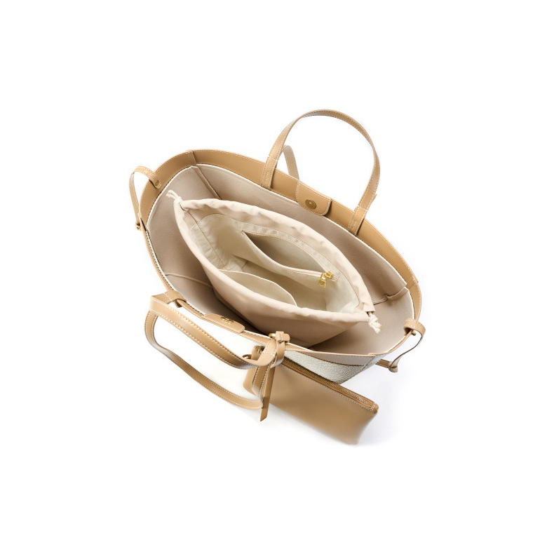 Wing Curve Leather Tote Bag – Interior View