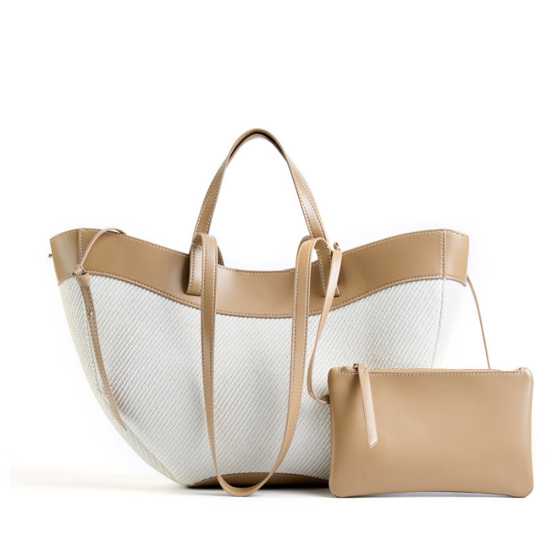 Wing Curve Leather Tote Bag – Apricot