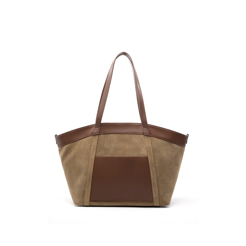 Suede Leather Retro Tote Bag – Front View