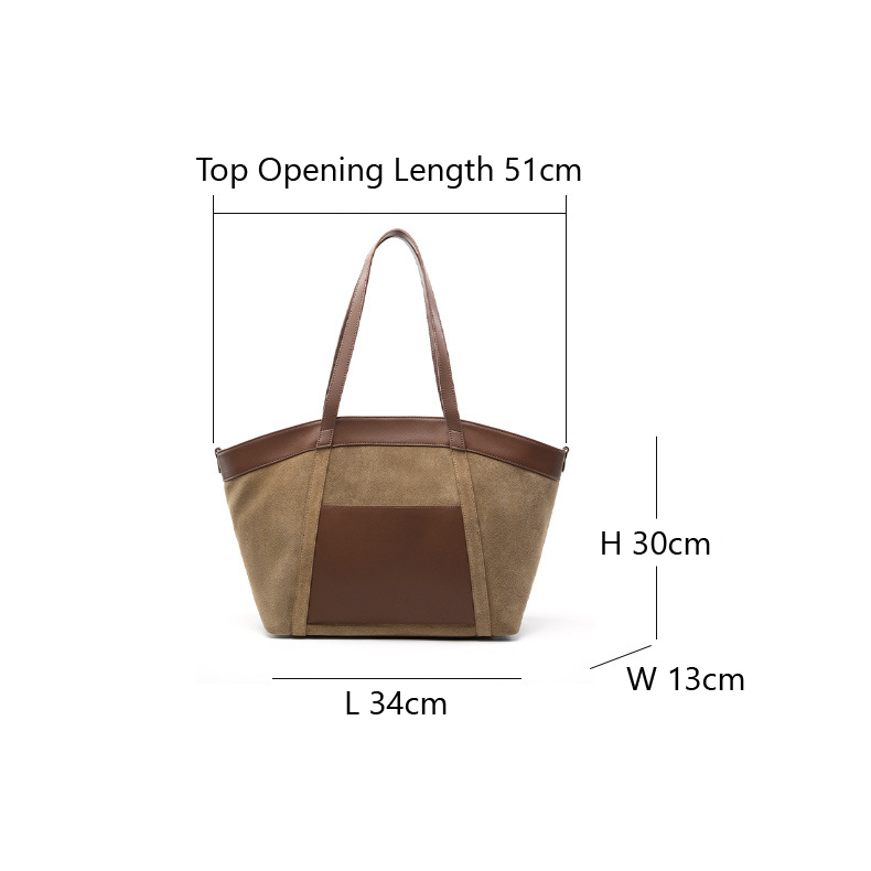 Suede Leather Retro Tote Bag – Size Reference