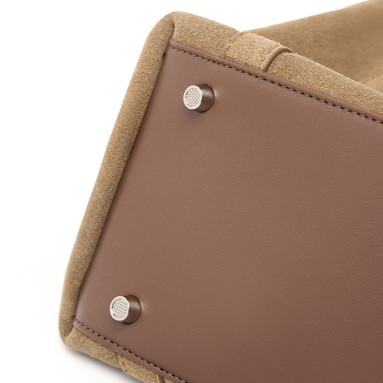 Suede Leather Retro Tote Bag – Bottom Detail