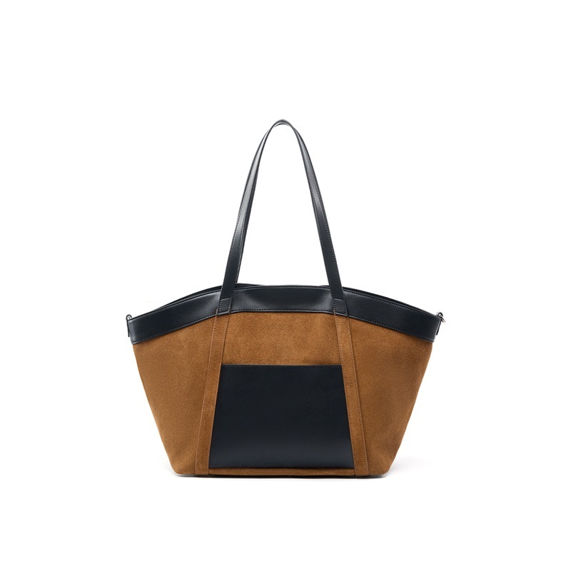Suede Leather Retro Tote Bag – Caramel