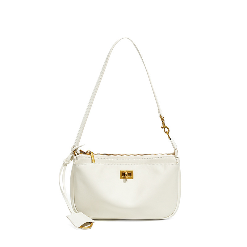 Rodeo Leather Baguette Bag – Off-White (Gold-Tone Lock)